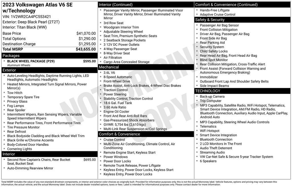 Used 2023 Volkswagen Atlas SE w/ Black Wheel Package FWD image 8