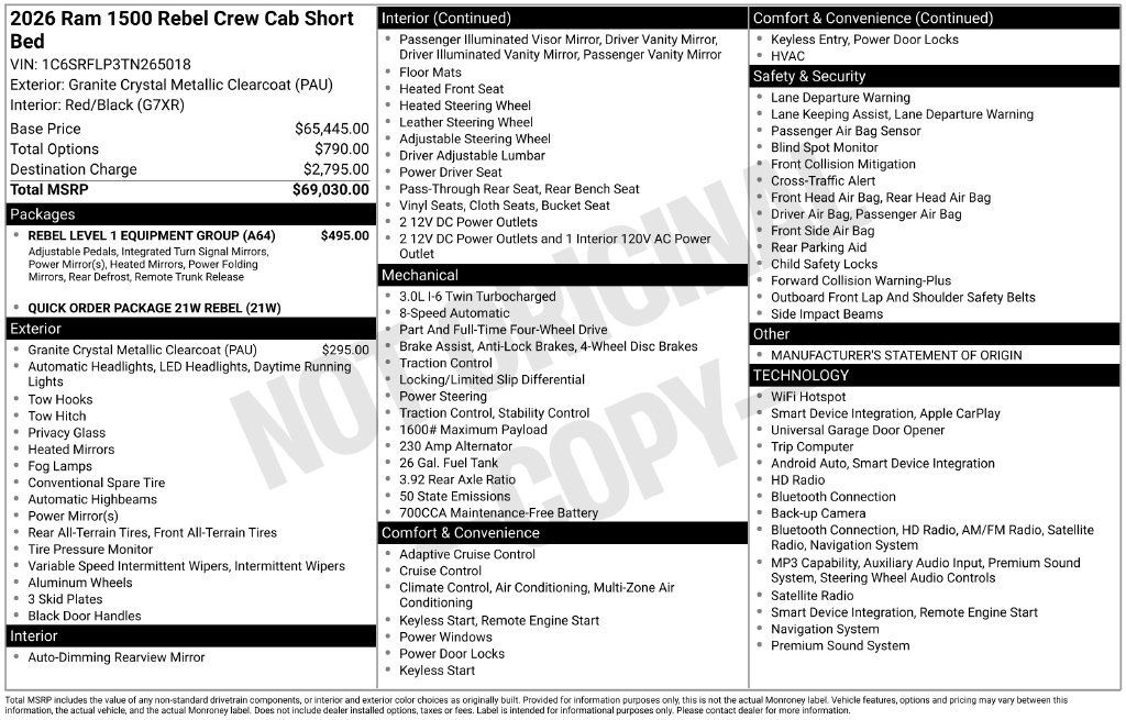 Used 2026 RAM 1500 Rebel w/ Rebel Level 1 Equipment Group AWD/4WD image 24