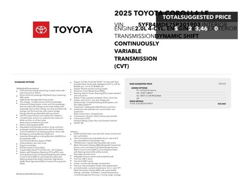 Used 2025 Toyota Corolla LE FWD image 2