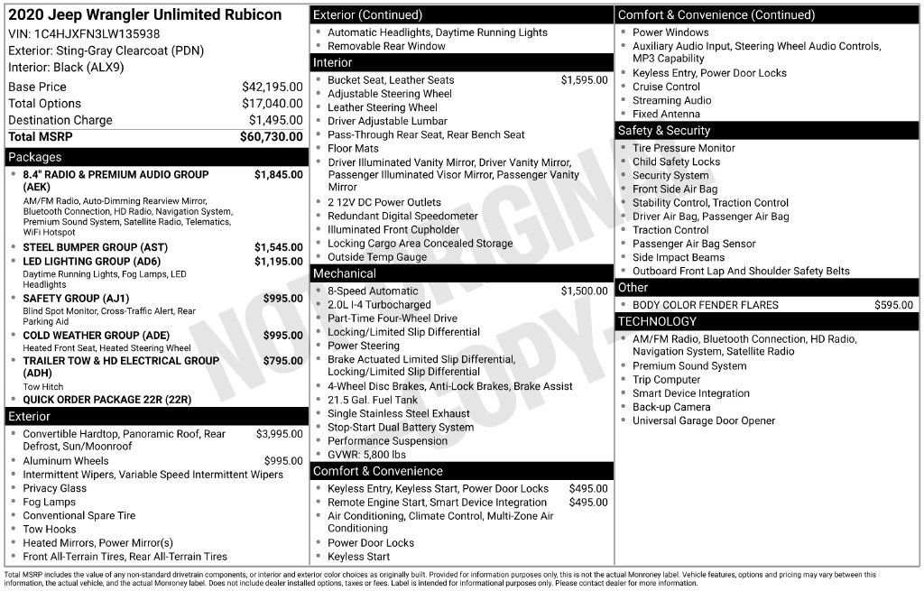 Certified 2020 Jeep Wrangler Unlimited Rubicon AWD/4WD image 22