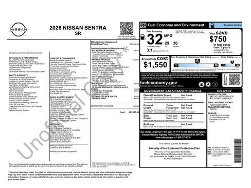 New 2026 Nissan Sentra SR w/ SR Premium Package image 2