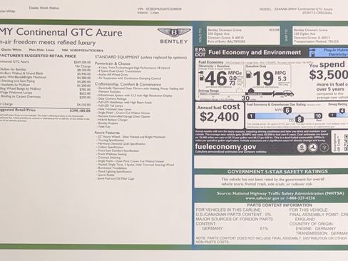 New 2026 Bentley Continental GT Azure AWD/4WD image 47