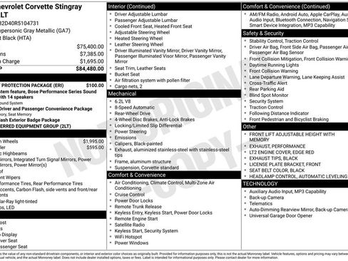 Used 2024 Chevrolet Corvette Stingray Preferred Cpe w/ Battery Protection Package image 2