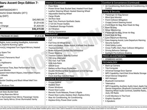 Used 2025 Subaru Ascent Onyx Edition w/ Popular Package #2 AWD/4WD image 21