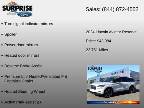 Used 2024 Lincoln Aviator Reserve w/ Equipment Group 201A RWD image 36