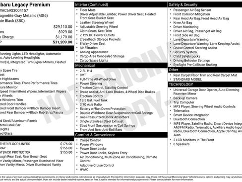 Certified 2025 Subaru Legacy Premium AWD/4WD image 16