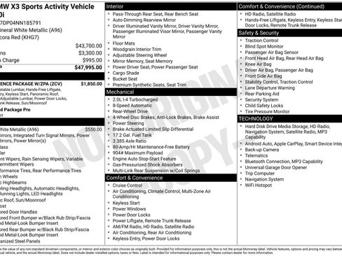 Used 2022 BMW X3 sDrive30i w/ Convenience Package w/ZPA image 44