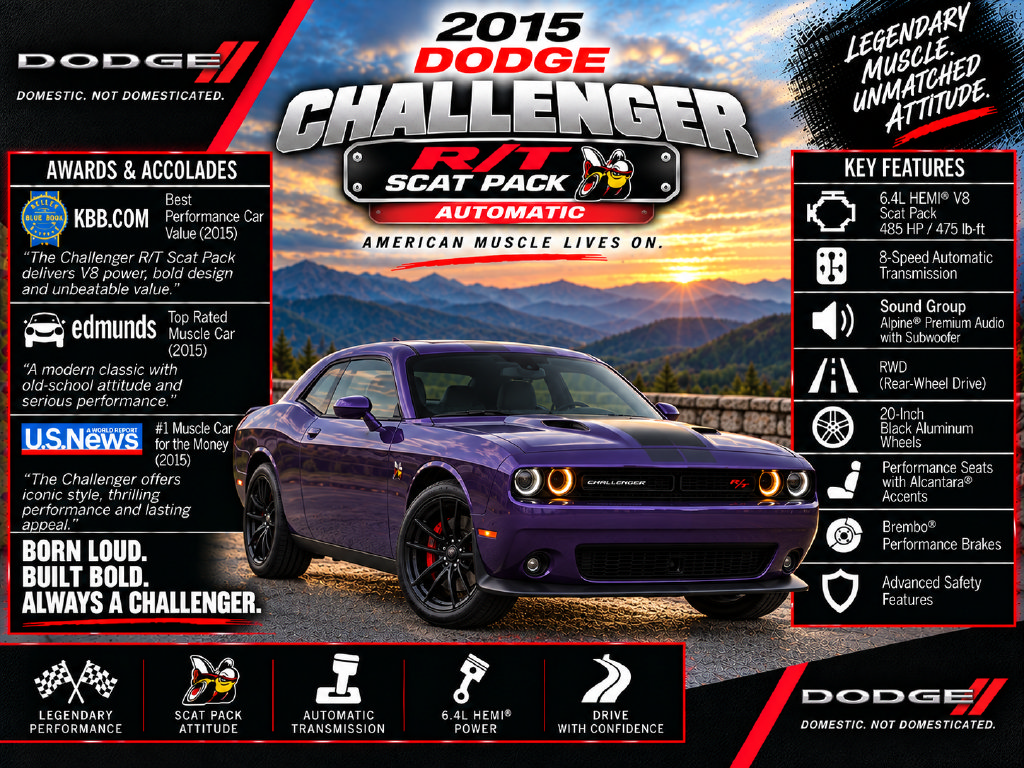 Used 2015 Dodge Challenger R/T Scat Pack w/ Scat Pack Appearance Package RWD image 2
