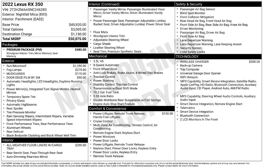 Used 2022 Lexus RX 350 FWD w/ Premium Package image 21