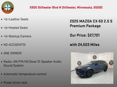 Used 2025 MAZDA CX-50 AWD 2.5 S w/ Premium Package image 5
