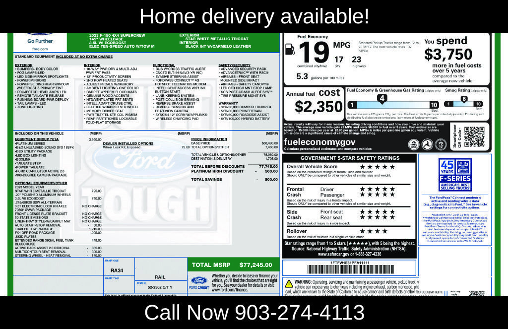 Used 2023 Ford F150 Platinum w/ Equipment Group 701A High AWD/4WD image 42