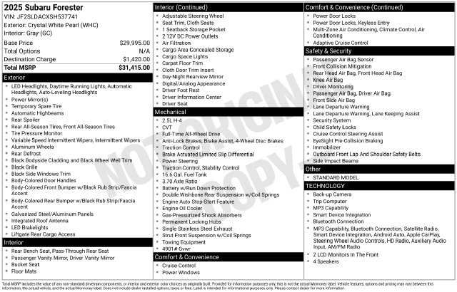 Certified 2025 Subaru Forester AWD/4WD image 7