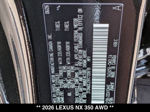 New 2026 Lexus NX 350 AWD w/ Accessory Package (2T) image 17