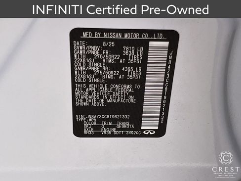 Certified 2026 INFINITI QX80 Autograph w/ Autograph Exterior Package AWD/4WD image 33