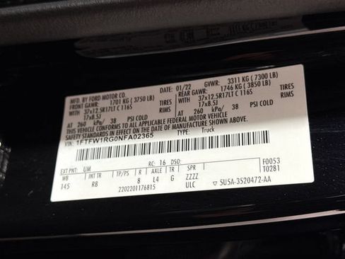 Certified 2022 Ford F150 Raptor w/ Raptor 37 Performance Package AWD/4WD image 29