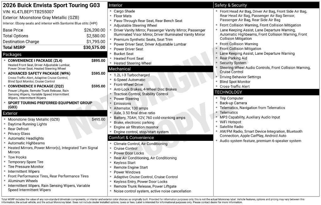 New 2026 Buick Envista Sport Touring w/ Convenience I Package FWD image 5