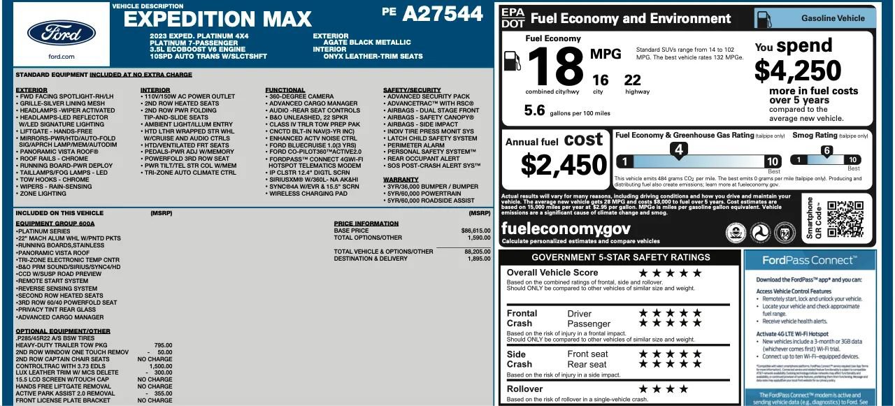 Used 2023 Ford Expedition Max Platinum AWD/4WD image 2