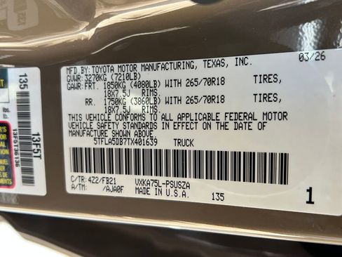 New 2026 Toyota Tundra SR5 w/ TRD Off-Road Package AWD/4WD image 25
