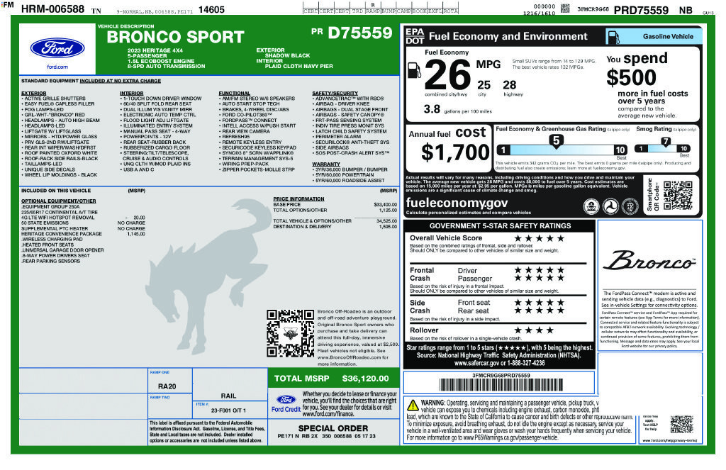 Used 2023 Ford Bronco Sport Heritage w/ Heritage Convenience Package AWD/4WD image 2