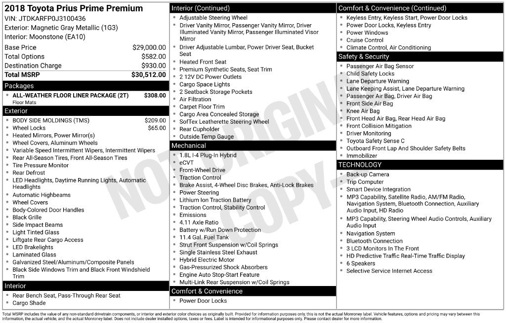 Used 2018 Toyota Prius Prime Premium FWD image 2