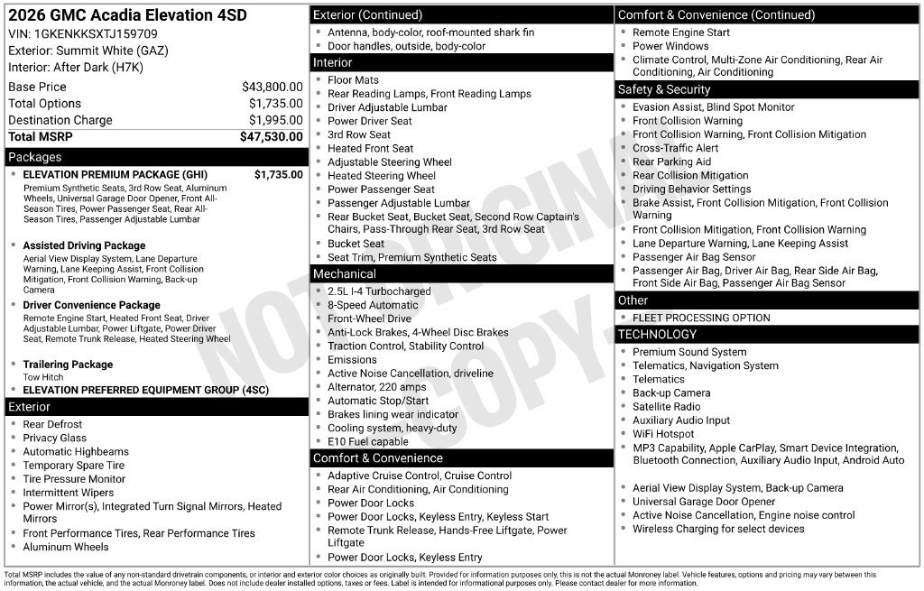 Used 2026 GMC Acadia Elevation w/ Elevation Premium Package FWD image 26