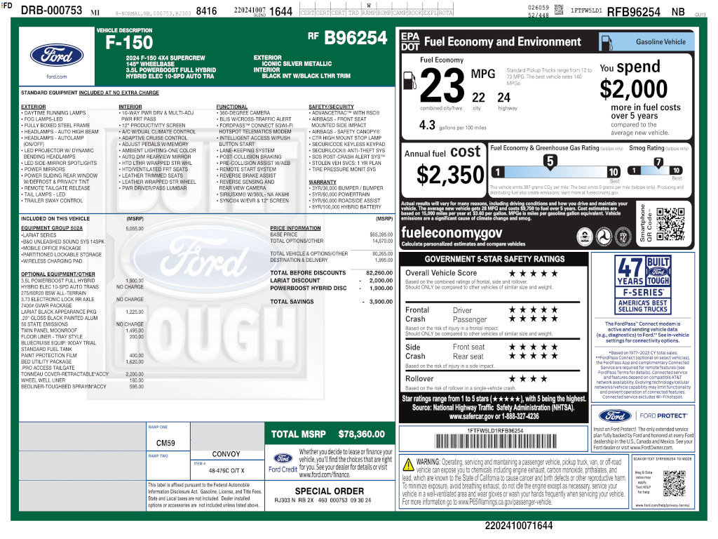 Used 2024 Ford F150 Lariat w/ Equipment Group 502A High AWD/4WD image 4