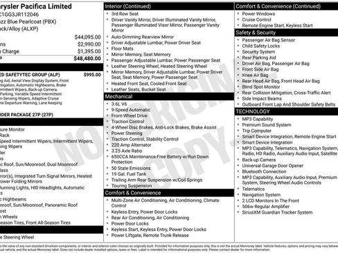 Used 2018 Chrysler Pacifica Limited w/ Advanced Safetytec Group FWD image 2