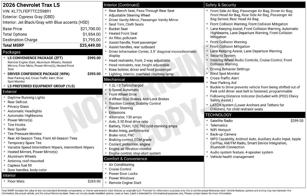 New 2026 Chevrolet Trax LS w/ LS Convenience Package FWD image 25
