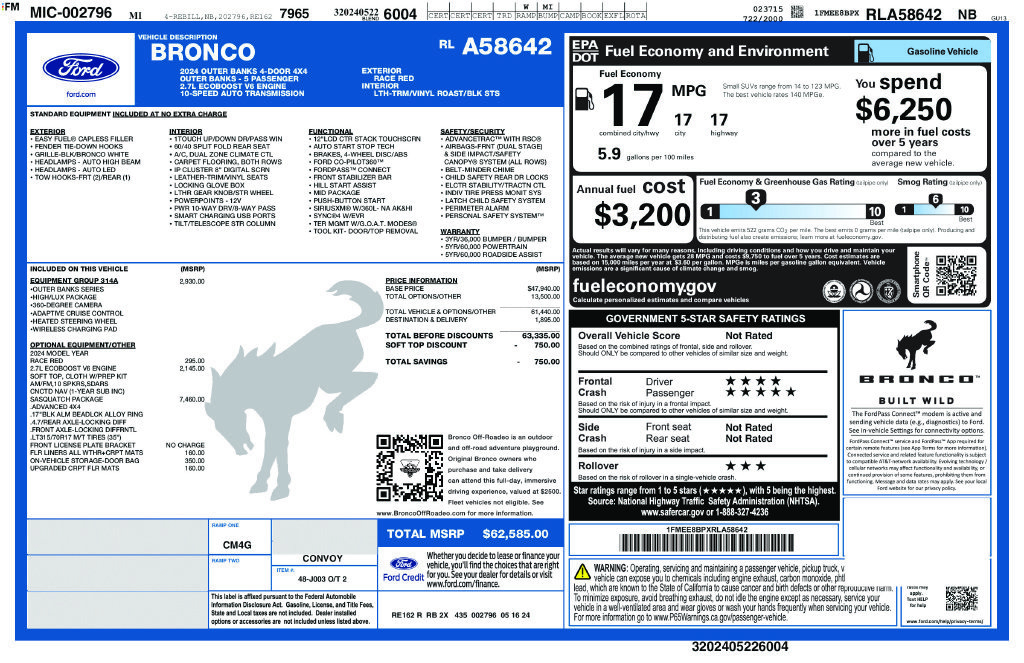 Used 2024 Ford Bronco Outer Banks w/ Sasquatch Package AWD/4WD image 11