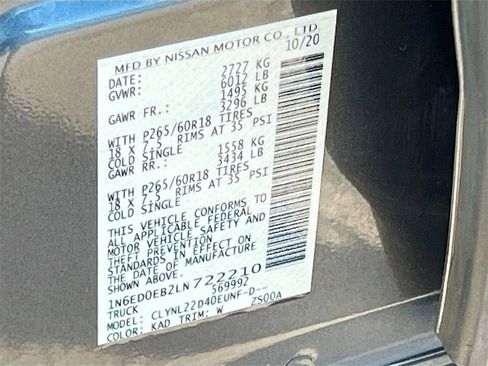 Used 2020 Nissan Frontier SV w/ Midnight Edition Floor Mats image 31