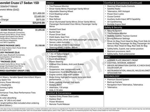 Used 2017 Chevrolet Cruze LT w/ Sun And Sound Package FWD image 2