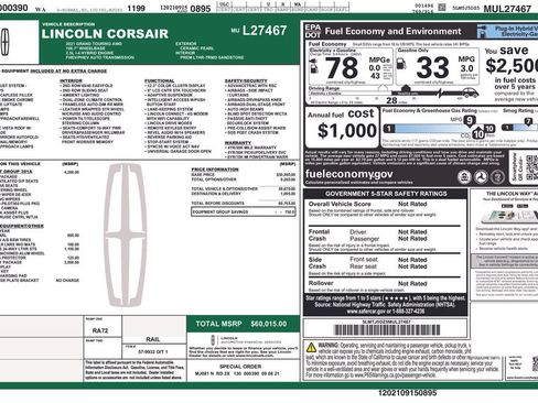 Used 2021 Lincoln Corsair Grand Touring w/ Equipment Group 301A AWD/4WD image 53