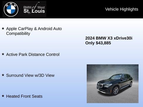 Used 2024 BMW X3 xDrive30i w/ Convenience Package w/ZPA AWD/4WD image 16