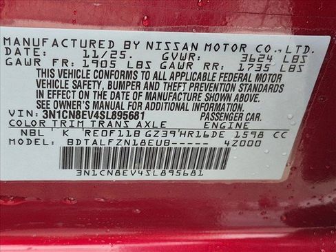 Certified 2025 Nissan Versa SV w/ Trunk Package FWD image 23