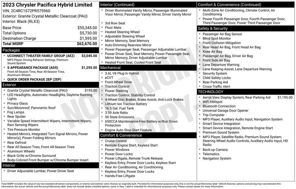Used 2023 Chrysler Pacifica Limited w/ Uconnect Theater Family Group FWD image 16