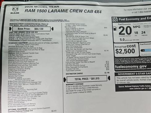 New 2026 RAM 1500 Laramie w/ Night Edition image 18