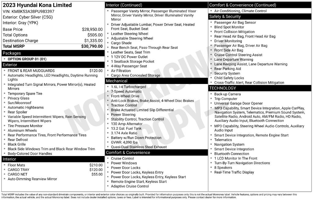 Certified 2023 Hyundai Kona Limited FWD image 24