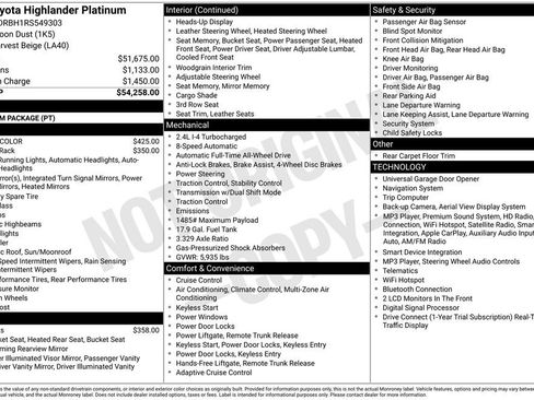 Certified 2024 Toyota Highlander Platinum AWD/4WD image 56