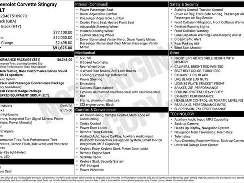 Used 2026 Chevrolet Corvette Stingray Preferred Cpe w/ Z51 Performance Package RWD image 2