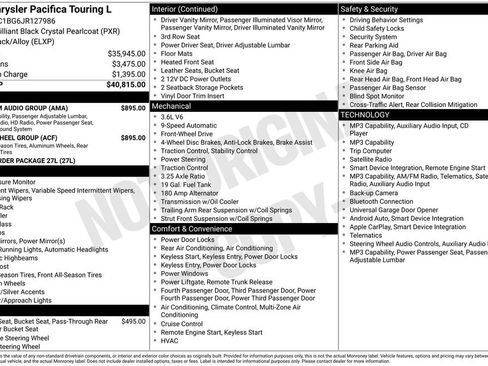 Used 2018 Chrysler Pacifica Touring-L w/ Tire & Wheel Group FWD image 6