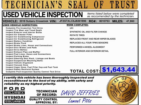 Used 2018 Subaru Crosstrek 2.0i Limited image 2