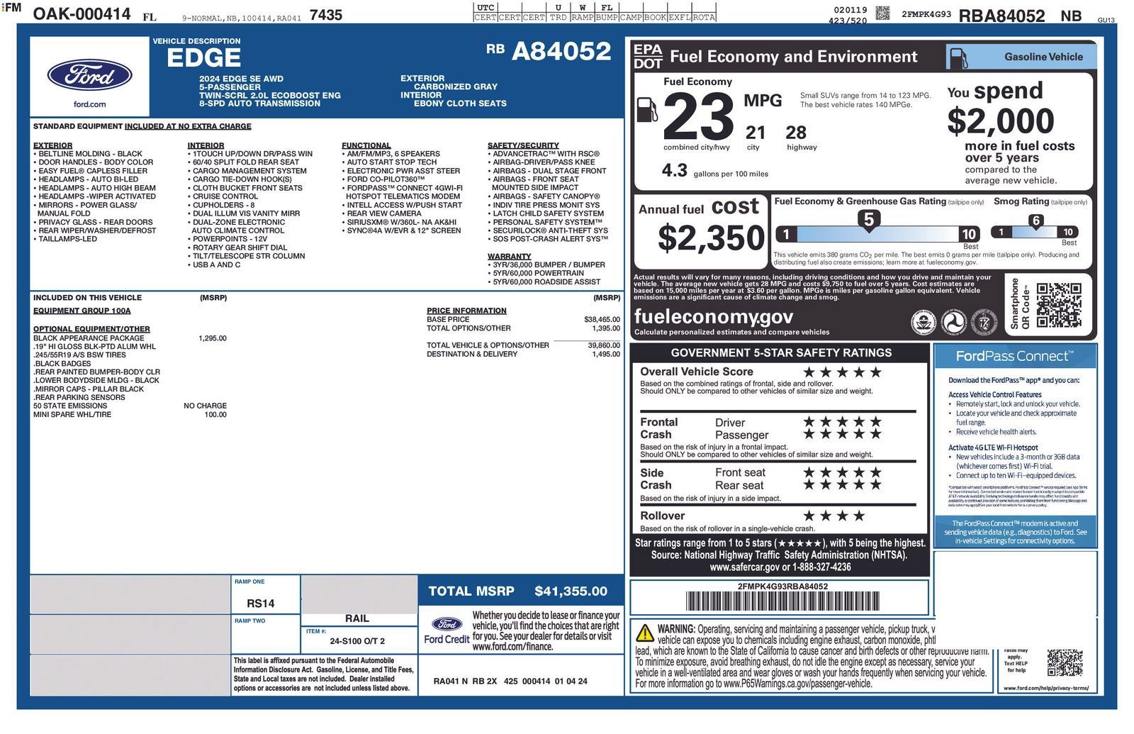 Used 2024 Ford Edge SE w/ Black Appearance Package AWD/4WD image 31