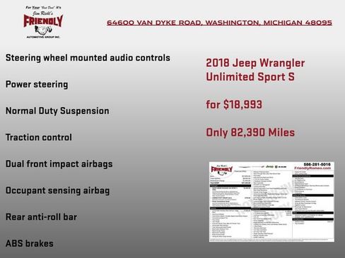 Used 2018 Jeep Wrangler Unlimited Sport S image 7