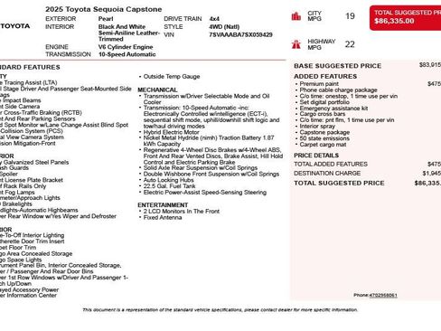 Used 2025 Toyota Sequoia Capstone AWD/4WD image 3