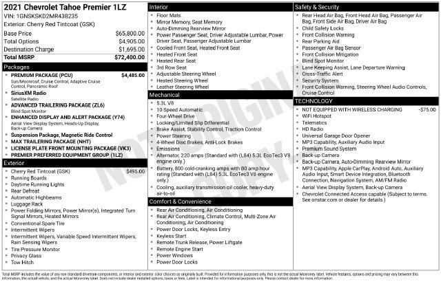 Certified 2021 Chevrolet Tahoe Premier w/ Premium Package AWD/4WD image 9