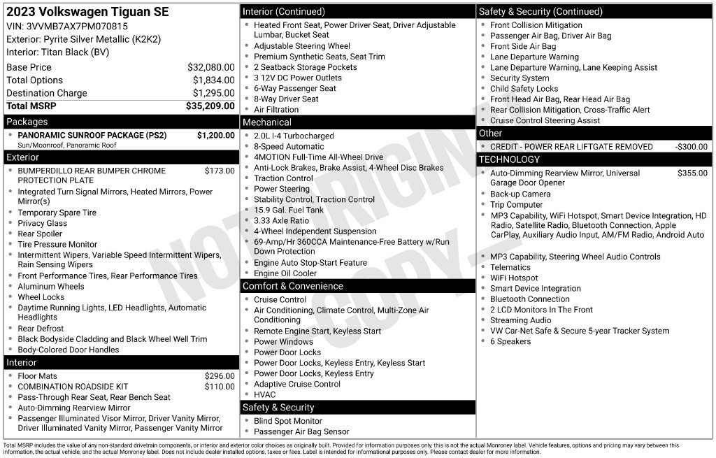 Certified 2023 Volkswagen Tiguan SE w/ Panoramic Sunroof Package AWD/4WD image 36