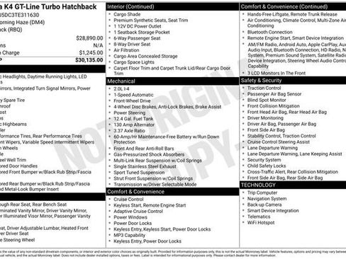 New 2026 Kia K4 GT-Line Turbo FWD image 4
