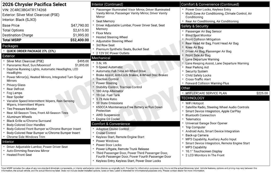 Used 2026 Chrysler Pacifica Select AWD/4WD image 27