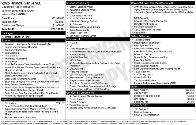 Certified 2026 Hyundai Venue SEL FWD image 32