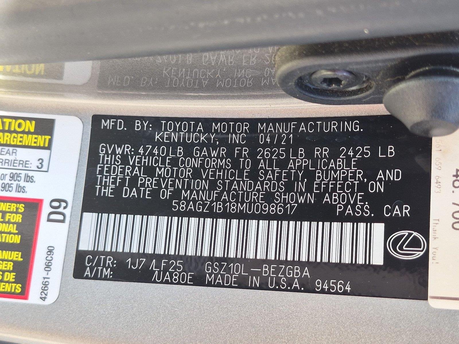 Used 2021 Lexus ES 350 F Sport w/ Protection Package (P3) FWD image 41